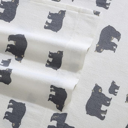 Eddie Bauer - Sheets, Cotton Flannel Bedding Set, Brushed for Extra Softness, Cozy Home Decor (Beacon Hill Ivory, King)
