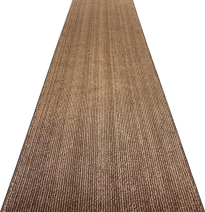 Custom Length Cut to Size Wide Width Carpet Runner Rug for Hallways, Slip Resistant Latex Rubber Backed, 31 inch Wide X Customized Length, Stripe Brown, 31 inch X 17 feet