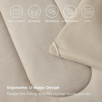 Bedsure King Comforter Set - Cooling and Warm Bed Set, Linen Reversible Bedding for All Season, 3 Pieces, 1 King Size Comforter (102"x90") and 2 Pillow Cases (20"x36")