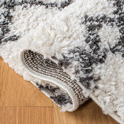 SAFAVIEH Arizona Shag Collection Area Rug - 5'1" x 7'6", Ivory & Black, Moroccan Design, Non-Shedding & Easy Care, 1.6-inch Thick Ideal for High Traffic Areas in Living Room, Bedroom (ASG741Z)