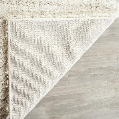 SAFAVIEH Arizona Shag Collection Area Rug - 6'7" x 9'2", Ivory & Beige, Moroccan Design, Non-Shedding & Easy Care, 1.6-inch Thick Ideal for High Traffic Areas in Living Room, Bedroom (ASG741A)