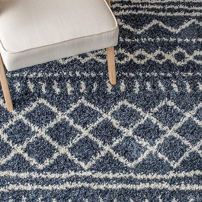 SAFAVIEH Arizona Shag Collection Area Rug - 6' x 8', Slate Blue & Ivory, Non-Shedding & Easy Cleaning, Plush Thick Pile, Ideal for Living Room, Bedroom, Dining Space (ASG741L)