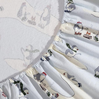 Eddie Bauer - Queen Sheets, Cotton Flannel Bedding Set, Brushed For Extra Softness, Cozy Home Decor (Skating Penguin, Queen)