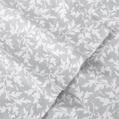 Laura Ashley - Flannel Sheets Twin Size, Anti-Pilling & Wrinkle Resistant Cotton, Touchably Soft for All-Season Comfort - Bed Sheets with Matching Pillowcase & Fitted Sheet (Crestwood Pastel Grey)