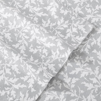 Laura Ashley - Flannel Sheets Full Size, Anti-Pilling & Wrinkle Resistant Cotton, Touchably Soft for All-Season Comfort - Bed Sheets with Matching Pillowcases & Fitted Sheet (Crestwood Pastel Grey)