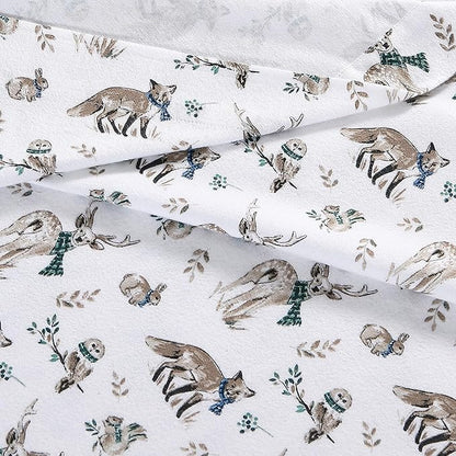Eddie Bauer - Queen Sheets, Cotton Flannel Bedding Set, Brushed For Extra Softness, Cozy Home Decor (Woodlands Friends, Queen)