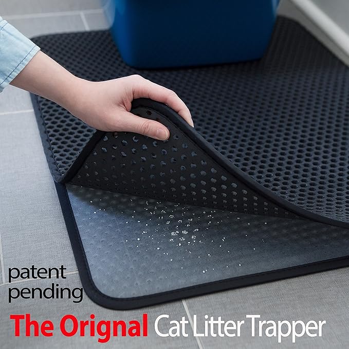 iPrimio Large Cat Litter Trapper Mat w/ Urine/Waterproof Layer - Larger Holes w/ Urine Puppy Pad Option - Cat Litter Mat, Light and Soft (Brown Color)-Mewly Pet