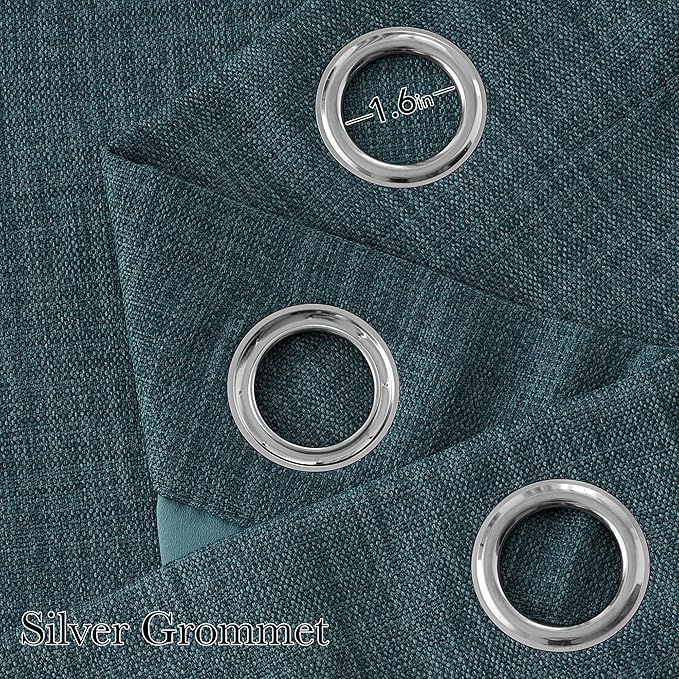NICETOWN Short Faux Linen Greyish Green Blackout Curtains 63 inches Long for Kitchen - Privacy Panels for Living Room Bedroom, Modern Farmhouse Style Easy Care Grommet Top, 2 Panels, W42 by L63