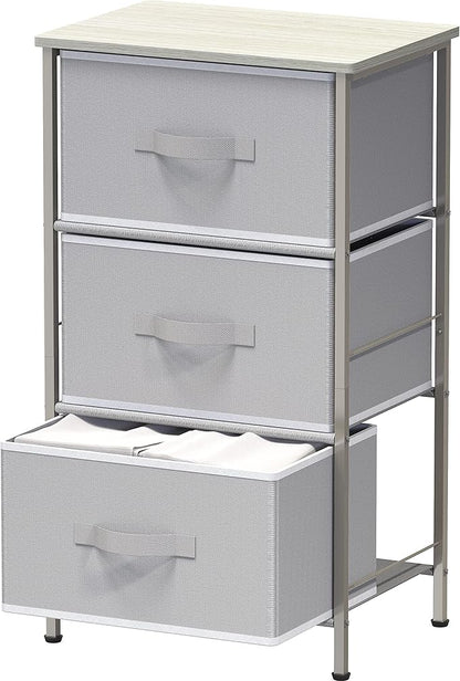 Simple Houseware 3 Drawer Nightstand Dresser with Wood Top, Grey