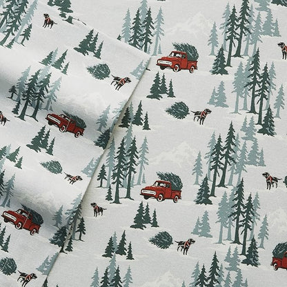 Eddie Bauer - Full Sheets, Cotton Flannel Bedding Set, Brushed For Extra Softness, Cozy Home Decor (Tree Farm, Full)