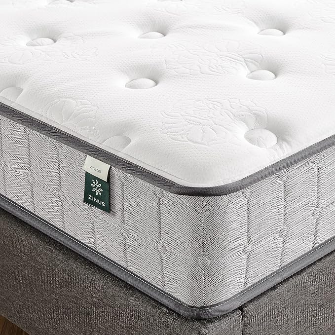 ZINUS 8 Inch Comfort Support Cooling Gel Hybrid Mattress, Twin, Tight Top Innerspring Mattress, Motion Isolating Pocket Springs, Mattress in A Box