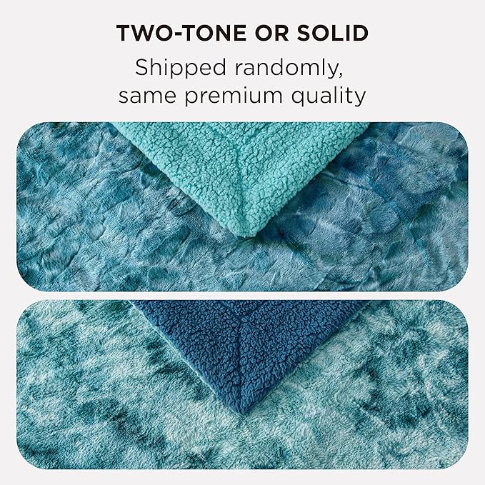 Bedsure GentleSoft Sherpa Fluffy Throw Blanket - Fleece Warm and Cozy Throw for Women Gift, Plush & Fuzzy Faux Fur Christmas Blanket for Couch, Sofa, Bed Decor, Tie Dye Design, Teal, 50x60 Inches
