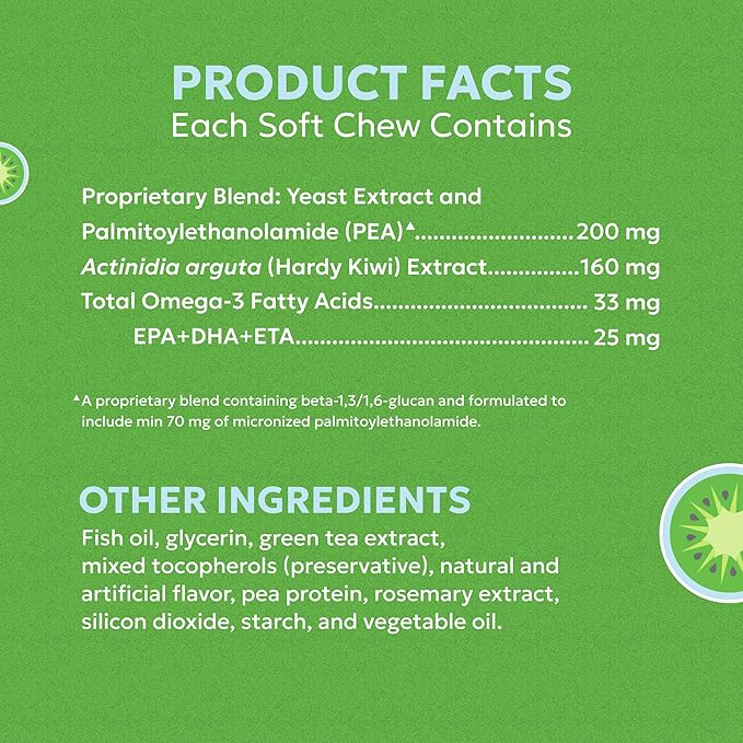 Nutramax Dermaquin Skin Support Supplement for Small to Medium Dogs and Cats, Supports Healthy Response to Allergens, with Hardy Kiwi, Omega-3s, and More, Tasty Soft Chews, 60 Count-Mewly Pet