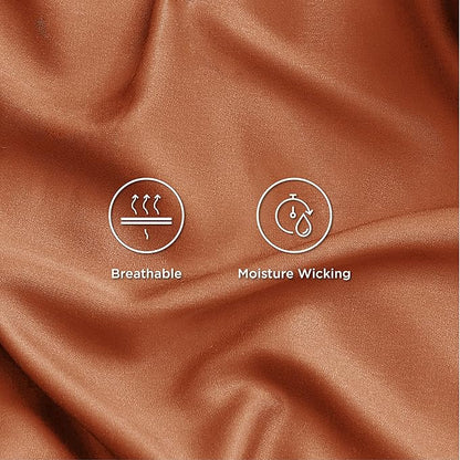Bedsure California King Sheet Sets, Cooling Sheets, Rayon Derived from Bamboo, Breathable & Soft, Deep Pocket Up to 16 Inches, Hotel Luxury Silky Bedding for Hot Sleepers, Burnt Orange