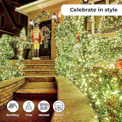 Holiday Essence Christmas LED Lights 100 Cool White String Lights for Indoor and Outdoor Decorative Use, Holiday and Tree Decor, Patio Hanging Lighting Decorations, Green Wire, 26.9 Ft, UL Certified