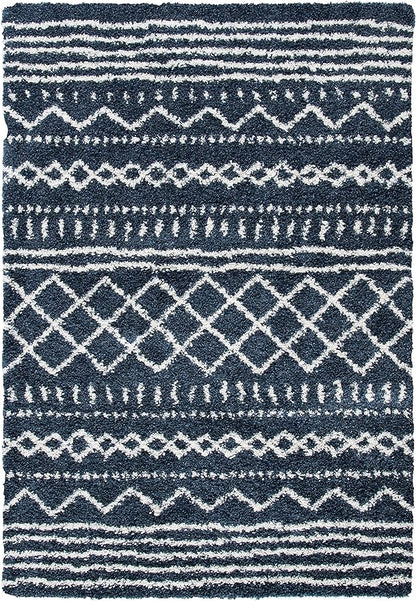 SAFAVIEH Arizona Shag Collection Area Rug - 6' x 8', Slate Blue & Ivory, Non-Shedding & Easy Cleaning, Plush Thick Pile, Ideal for Living Room, Bedroom, Dining Space (ASG741L)