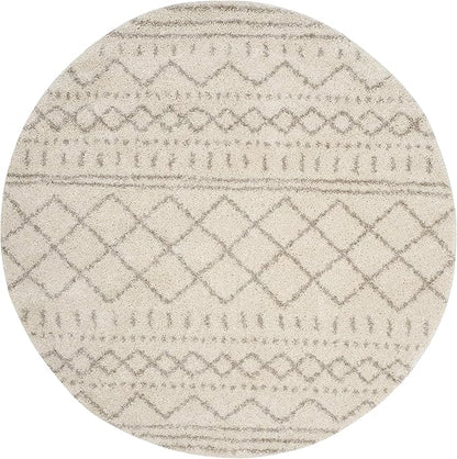 SAFAVIEH Arizona Shag Collection 3' Round Ivory/Beige ASG741A Moroccan Non-Shedding Living Room Bedroom Dining Room Entryway Plush 1.6-inch Thick Area Rug