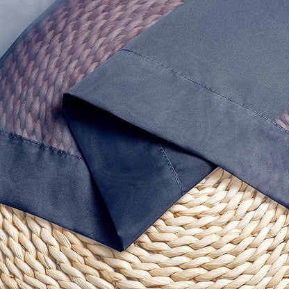 Chyhomenyc Voile Sheer Curtain Panels 54in Long 2 Pack, Short Bathroom Window Curtains for Small Window/Living Room/Guest Room/Basement, Airy Light Filtering Drapes, 42W x 54L inch, Navy Blue