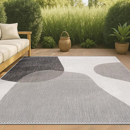 JONATHAN Y Geometric Organic Shapes Indoor Outdoor Area Rug 8X10 Cream/Black, Zia Modern for Backyard, Patio, Porch, Easy-Cleaning, High Traffic, Pet-Friendly, Non-Shedding (TSN306A-8)