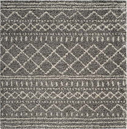 SAFAVIEH Arizona Shag Collection Area Rug - 8' Square, Brown & Ivory, Moroccan Design, Non-Shedding & Easy Care, 1.6-inch Thick Ideal for High Traffic Areas in Living Room, Bedroom (ASG741B)