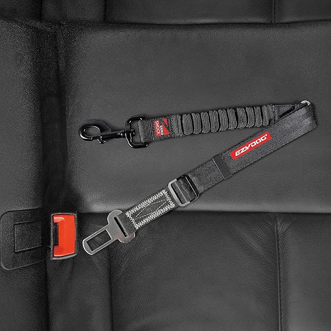 EzyDog Zero Shock Click - Shock Absorbing Dog Seat Belt Car Harness Attachment for Dogs - Adjustable Dog Restraints Seatbelts for Car Travel and Safety - (20in - 26in, Black)-Mewly Pet